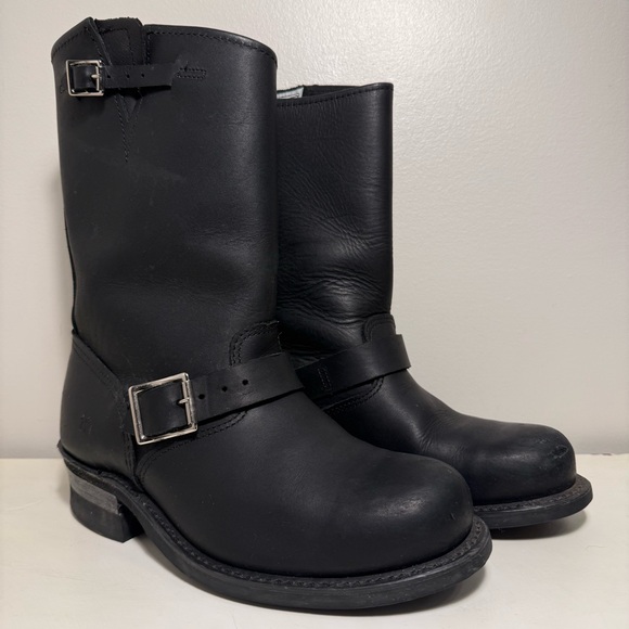 Frye Engineer Boot Black Buckle Women’s Size 8 Leather...